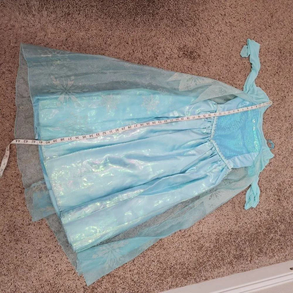 Disney Store Frozen Queen Elsa Glitter Sequin Blue Halloween Costume Dress 9/10